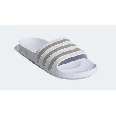 adidas Adilette Aqua Slides White Platinum Metallic