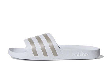 adidas Adilette Aqua Slides White Platinum Metallic