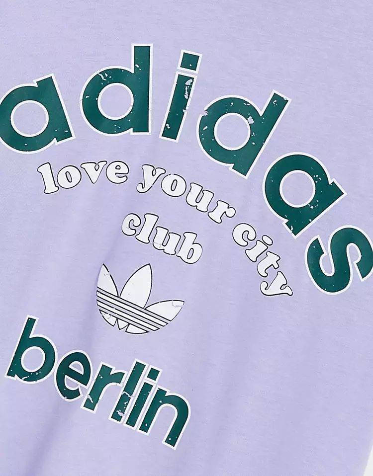 adidas Originals Berlin Logo T-shirt Lilac Front Closeup