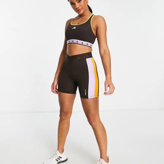 adidas Training Techfit colourblock high waisted legging shorts in black  and white