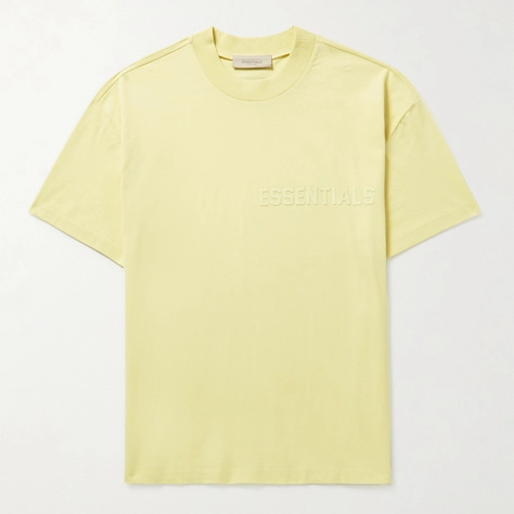 Fear of God ESSENTIALS Logo-Flocked Cotton T-Shirt Canary