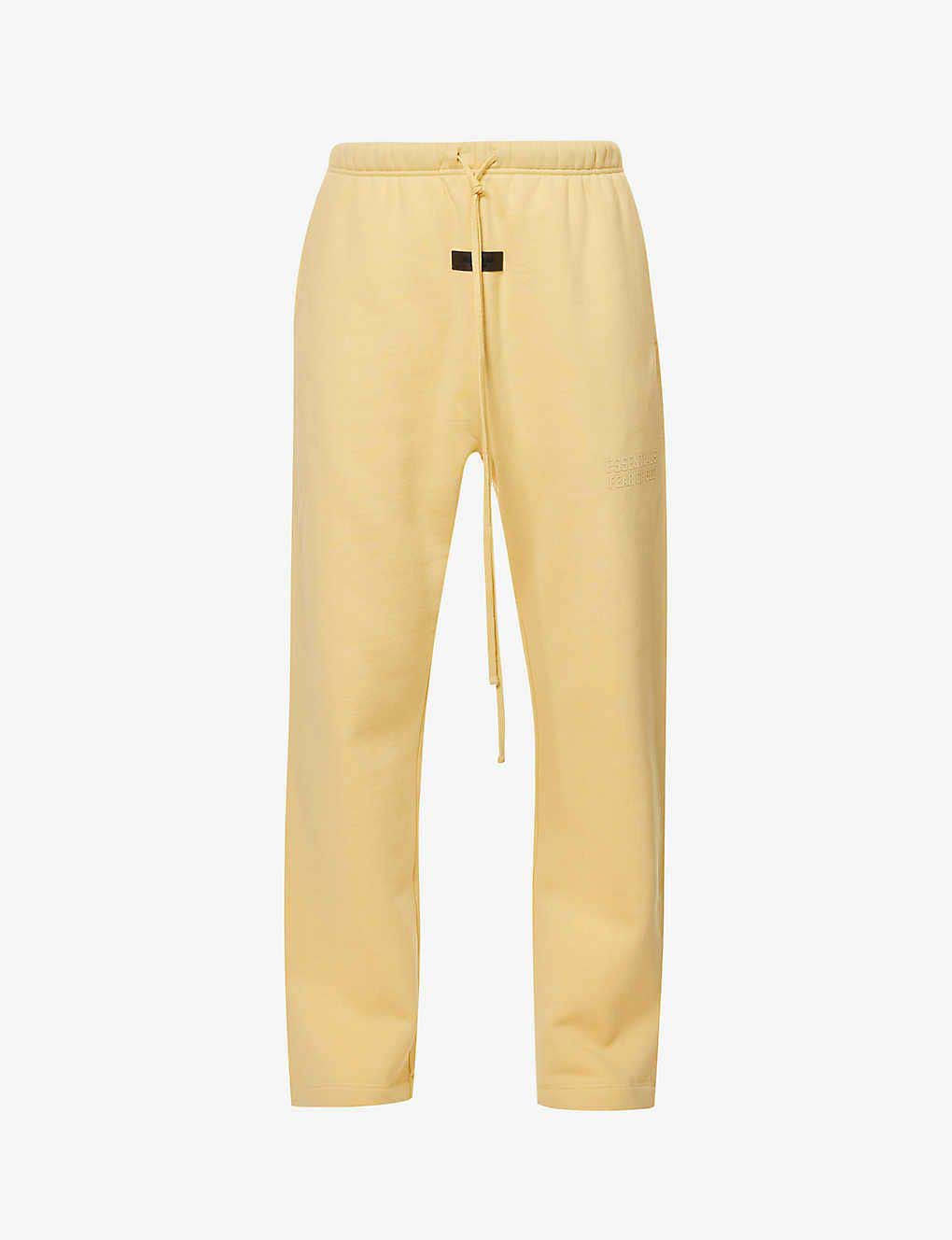 Fear of God ESSENTIALS Slim-Fit Tapered Logo-Flocked Cotton-Blend Sweatpants Light Tuscan