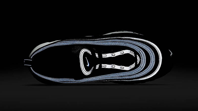 Nike Air Max 97 GS Black White 921522-001 on dark