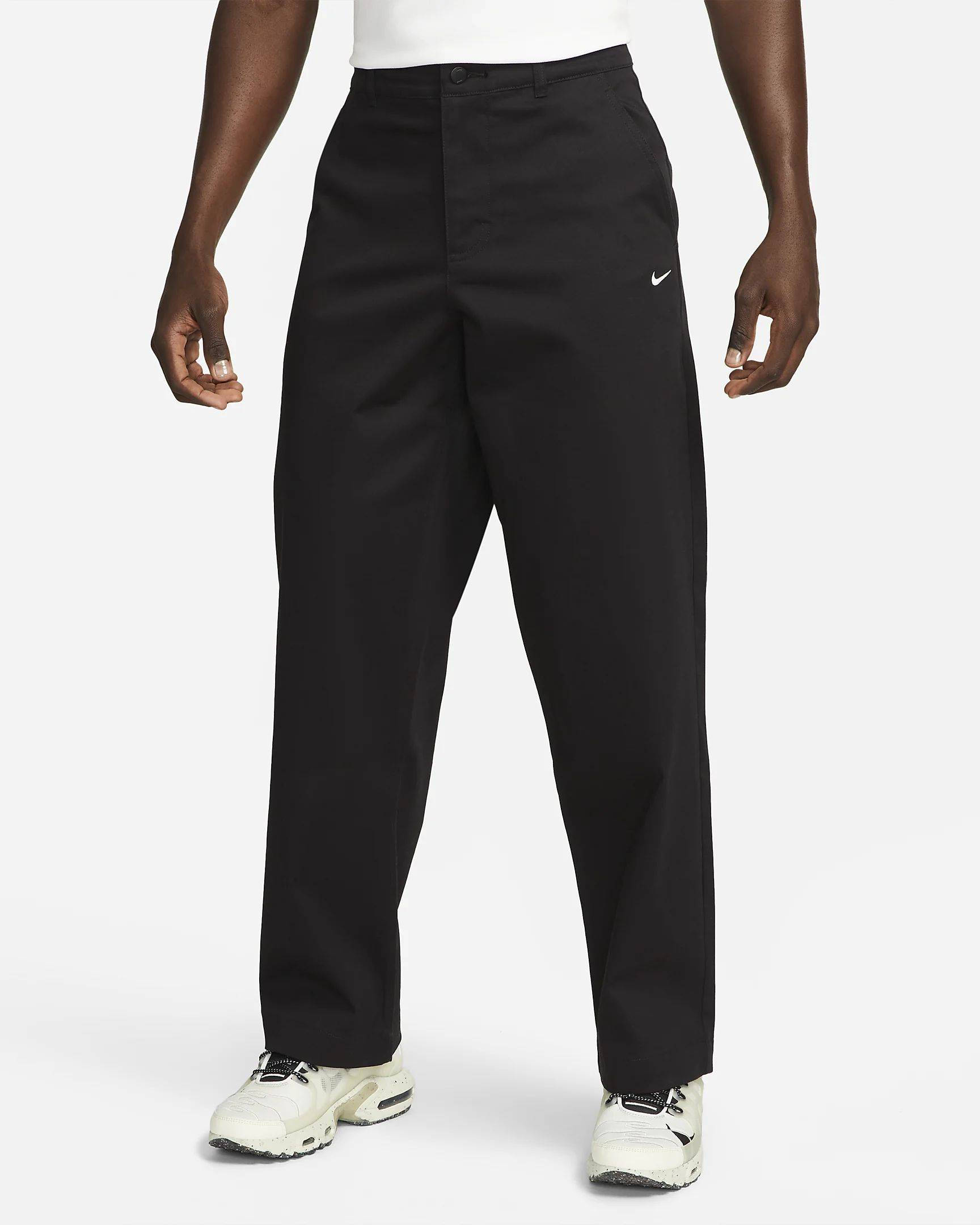 Nike Life Unlined Cotton Chino Trousers - Black | The Sole Supplier