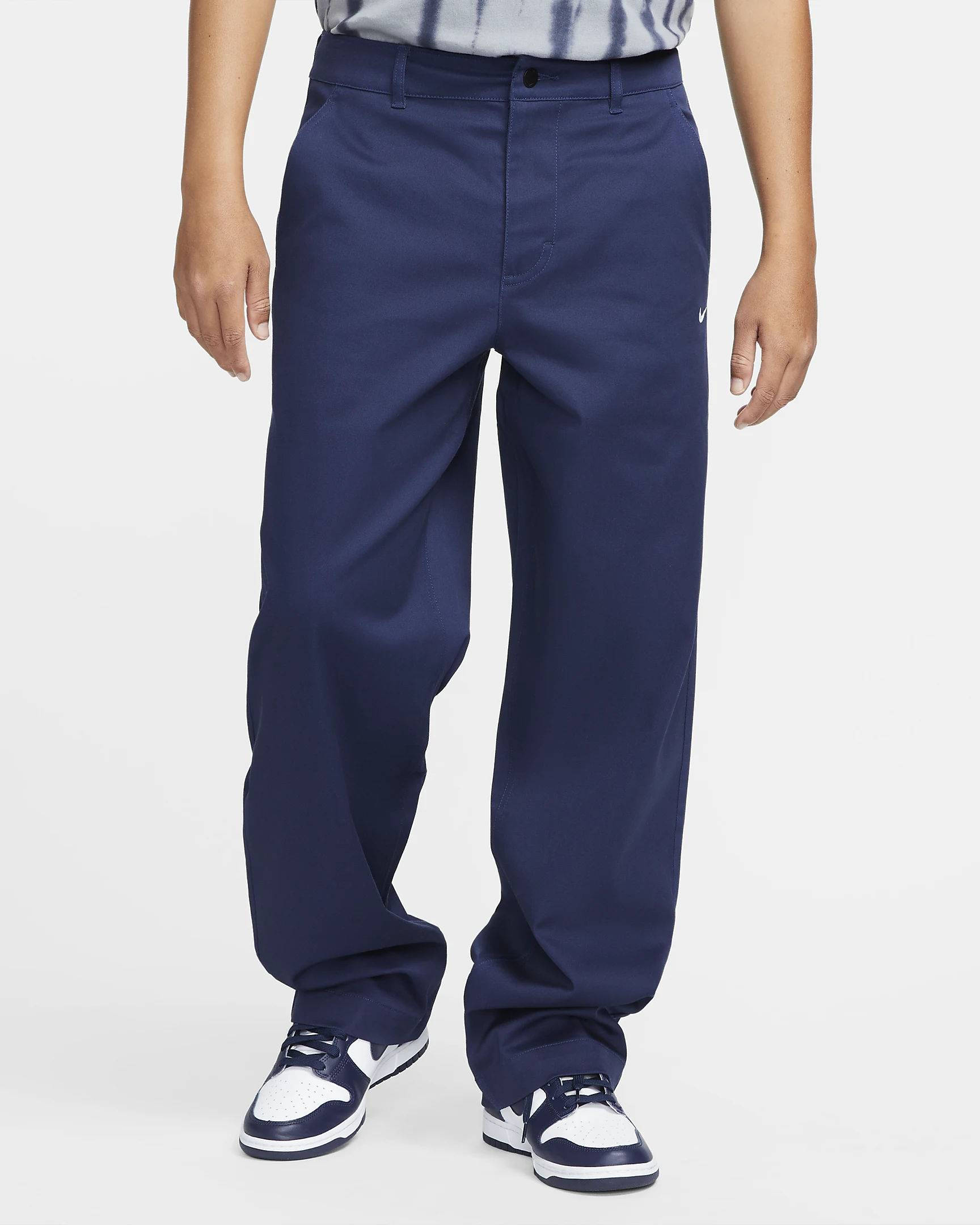 Nike Life Unlined Cotton Chino Trousers Midnight Navy Feature