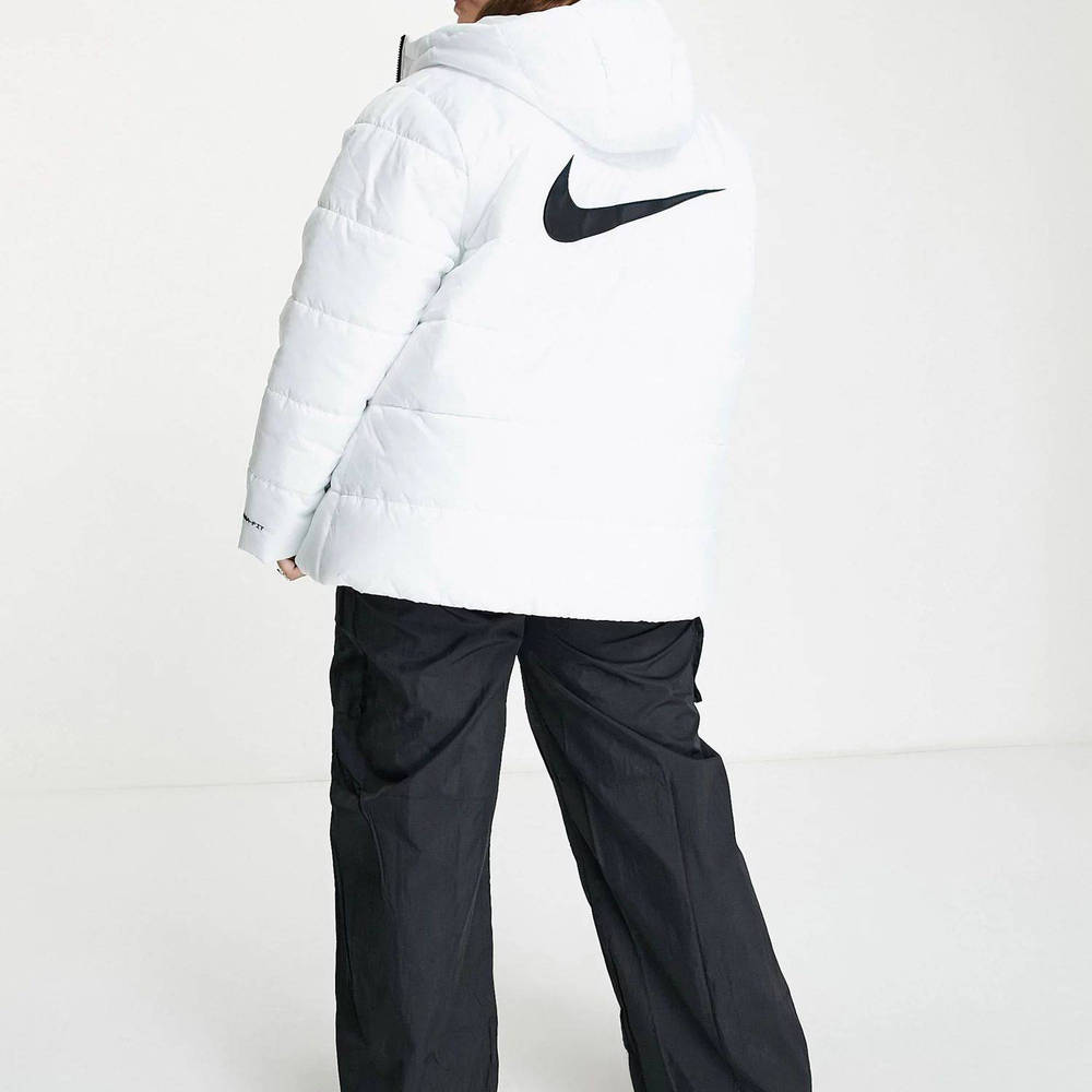 nike plus classic padded jacket with hood in summit white