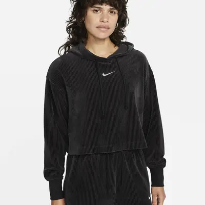 Nike Sportswear Velour Cropped Pullover Hoodie Where To Buy DQ5927 010 The Sole Supplier