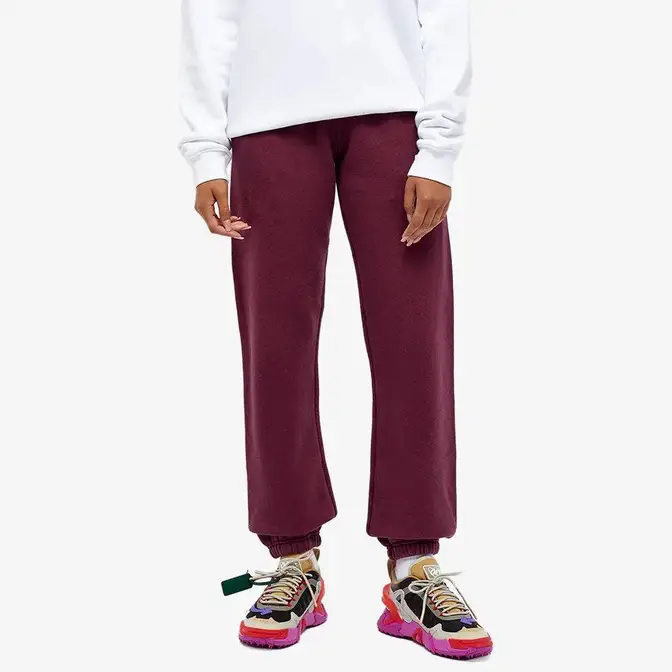 Off White Spray Logo Cuffed Sweat Pant Burgundy White Front
