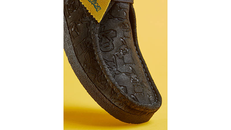 Pokémon x Clarks Wallabee Black Suede Detail