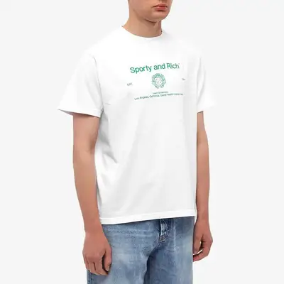 Sporty _ Rich Crest Tee White Kelly Front