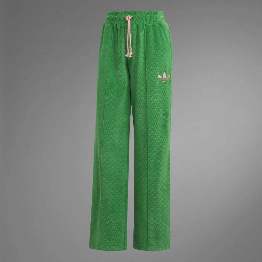 adidas Originals Heritage velour straight leg sweatpants in green