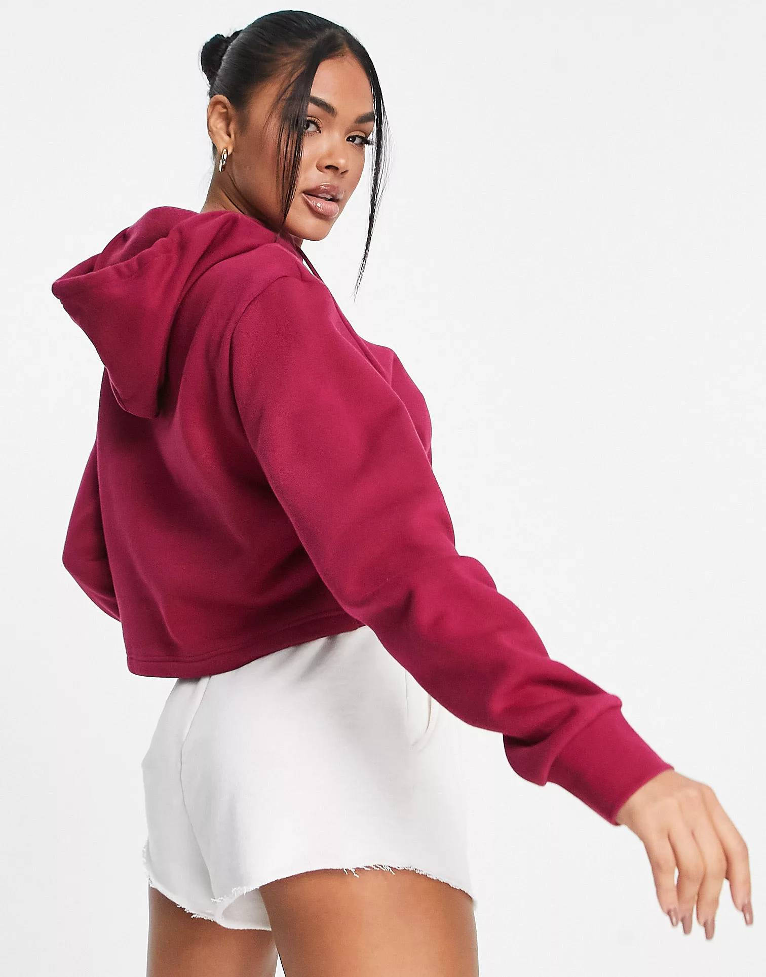 Adidas cropped hoodie store burgundy