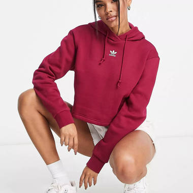 adidas cropped hoodie burgundy side w380 h380