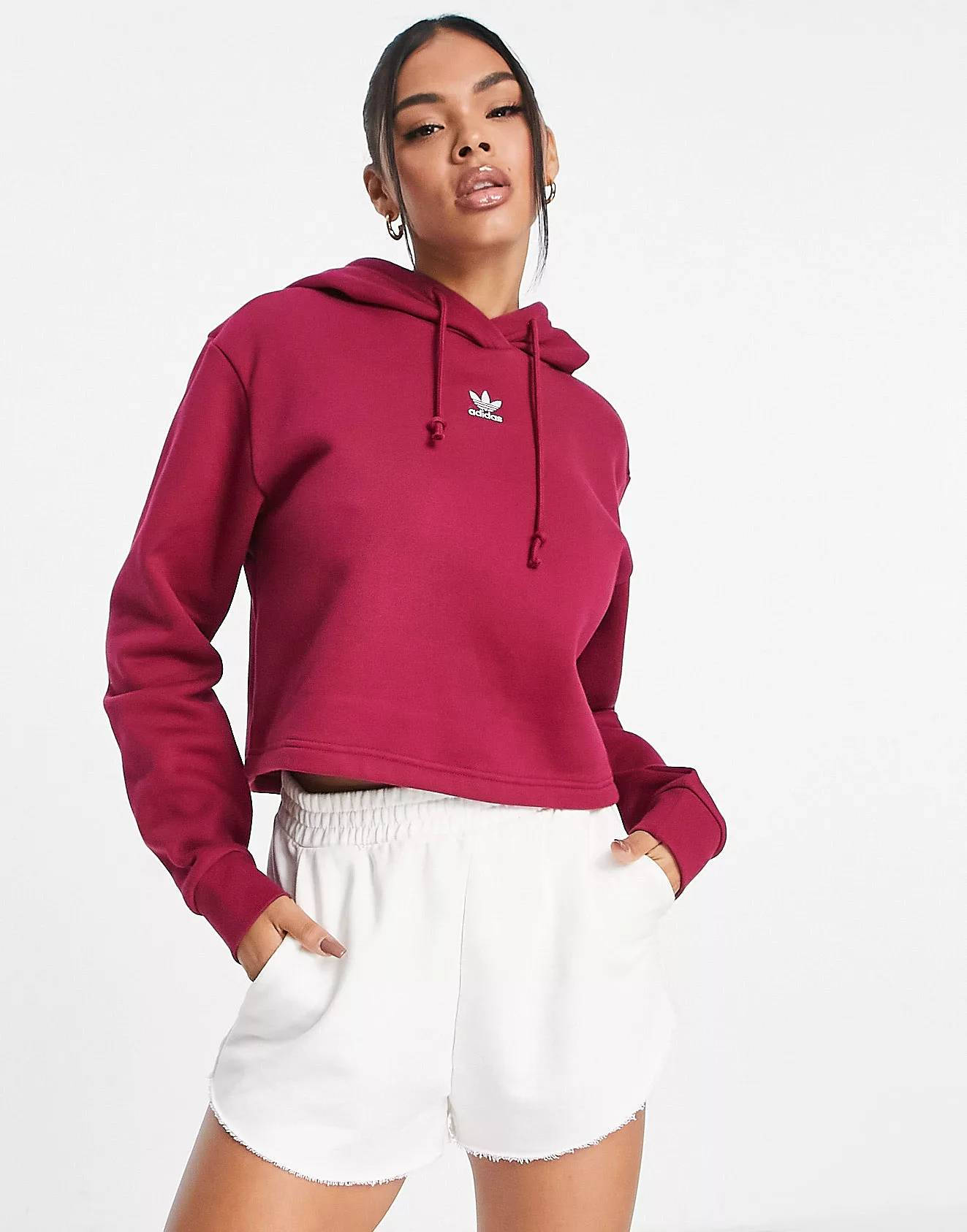 Adidas cropped sale hoodie burgundy