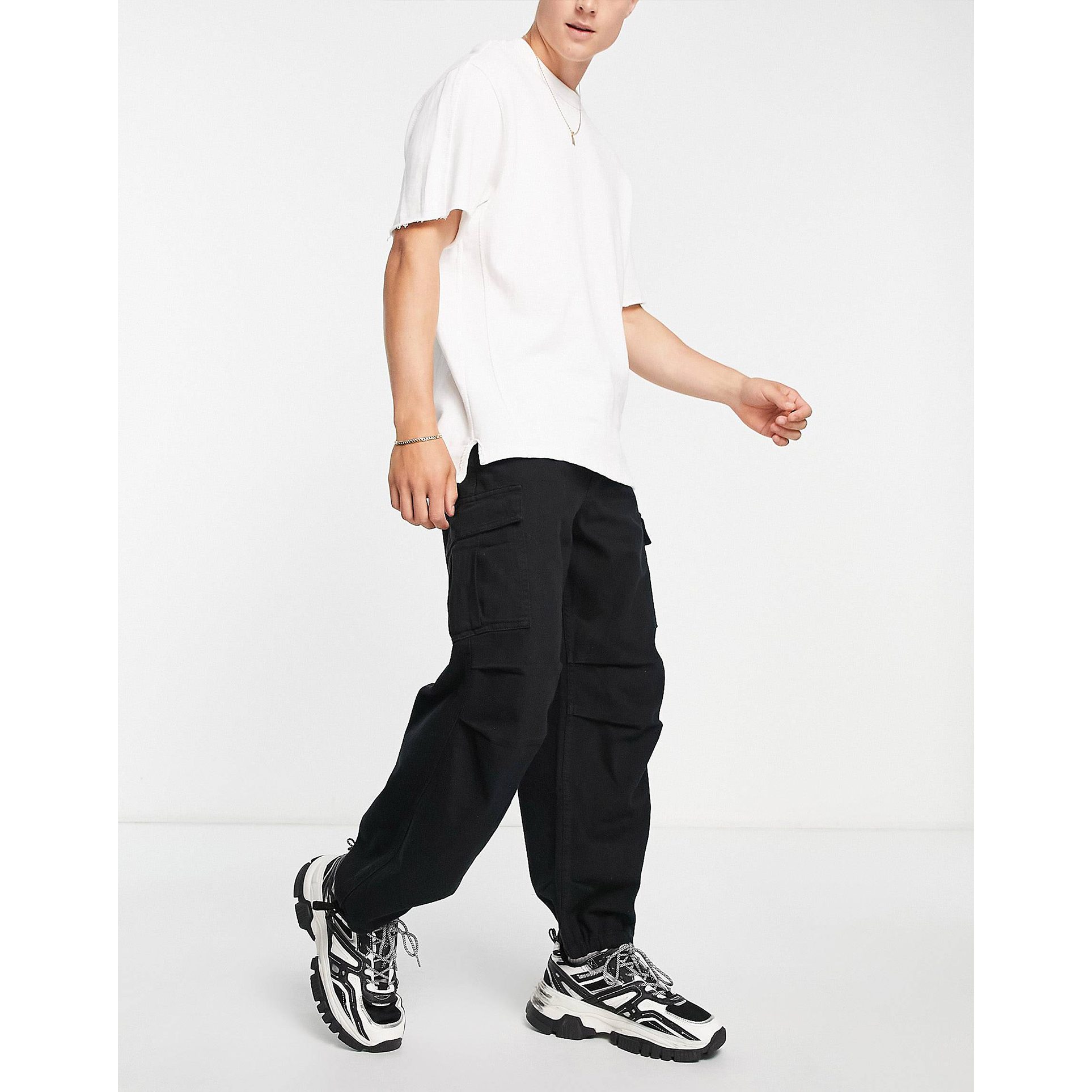 BERSHKA MEN'S PARACHUTE PANTS