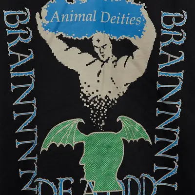 Brain Dead Animal Deities Hoodie Black Logo Closeup