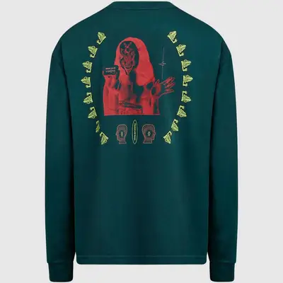 Vans Grøn basis sweatshirt i fleece med rund hals Long Sleeve T-shirt Teal Feature
