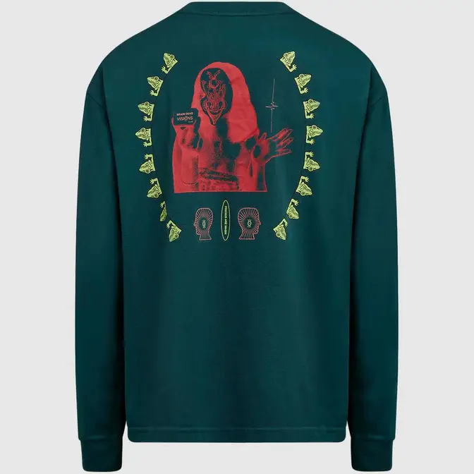 Vans Grøn basis sweatshirt i fleece med rund hals Long Sleeve T-shirt Teal Feature
