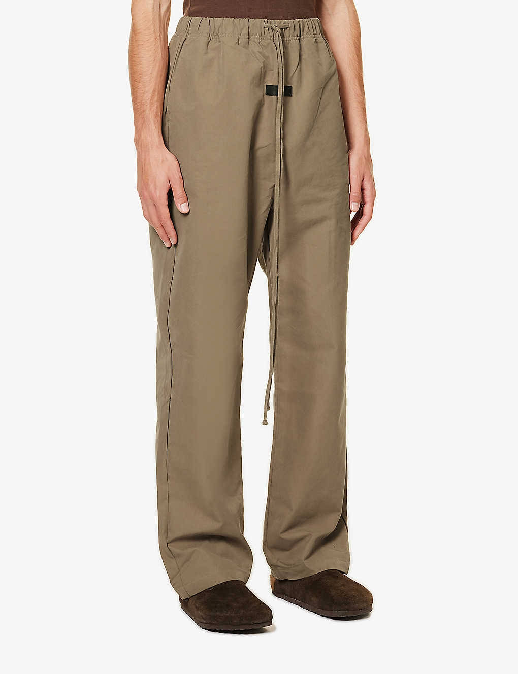 Fear of God ESSENTIALS Drawstring Waist Trousers Wood Front