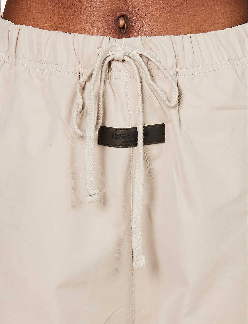 Fog X Essentials Drawstring Waist Branded Tab Cotton Blend Smoke Front Logo Closeup