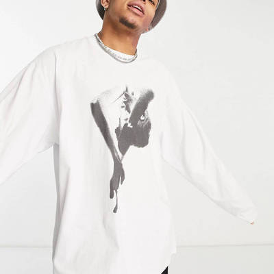 Jaded London OVERSIZED GRAPHIC - Shirt - white メンズ-