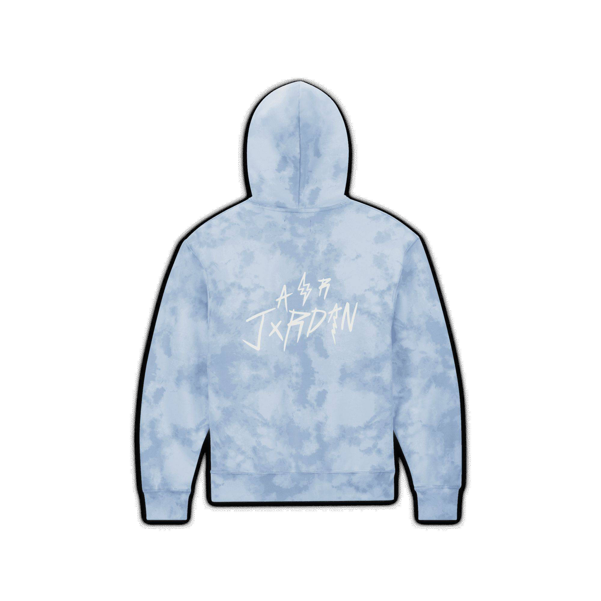 Jordan X J Balvin Hoodie UV Reactive Graphic Sky Blue Backside