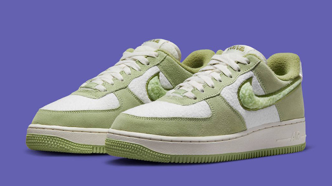 Nike Air Force 1 Low Fleece White Green Side