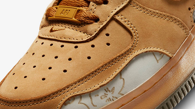 Nike Air Force 1 Wheat Mocha DQ7580-700 Detail