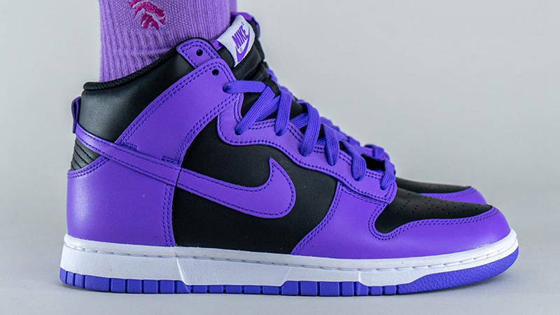 purple and white dunks high top