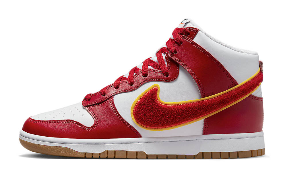 Nike Dunk High Chenille Swoosh White Red