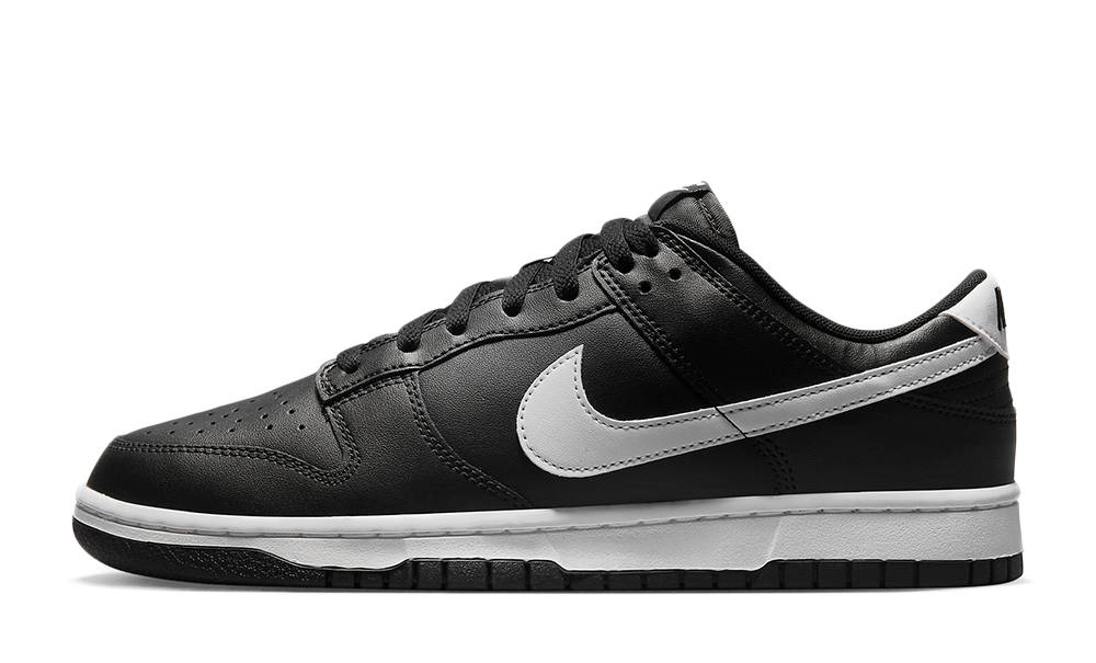 Black leather nike dunks best sale