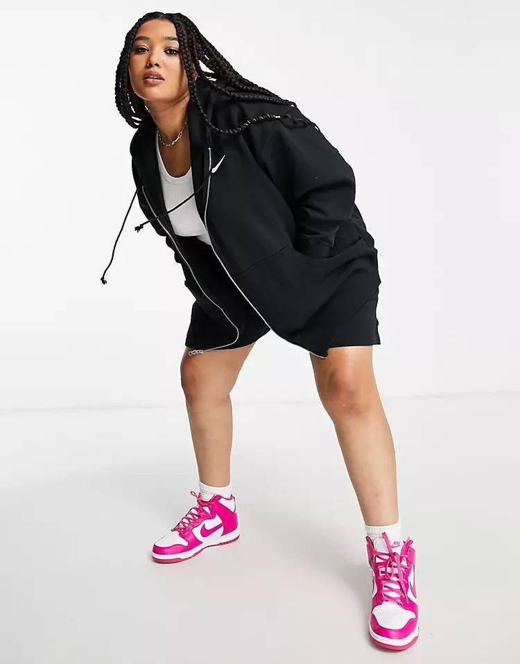 nike mini swoosh oversized hoodie black