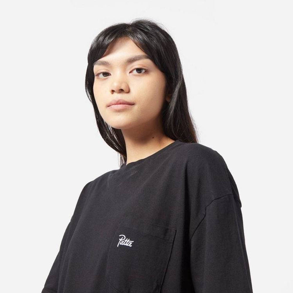 Patta Femme Basic Boxy Pocket T-Shirt - Black | The Sole Supplier