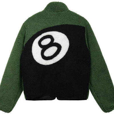 Stussy 8 Ball Sherpa Reversible Jacket Green - Green | The Sole Supplier