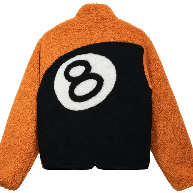 Stussy 8 Ball Sherpa Reversible Jacket Orange | Where To Buy | The Sole ...