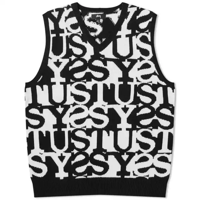 Stussy Stacked Sweater Vest Ivory Feature