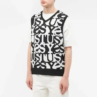 Stussy Stacked Sweater Vest Ivory Front