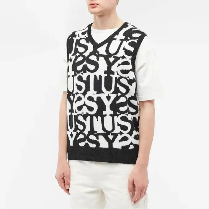 Stussy Stacked Sweater Vest Ivory Front