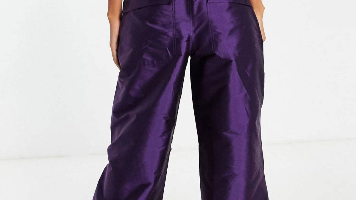 JAYLEY Purple Sequin Trousers with Elasticated Waist