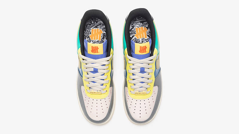 Undefeated x Nike Air Force 1 Low Multi Patent Teal Grey DV5255-001 Top