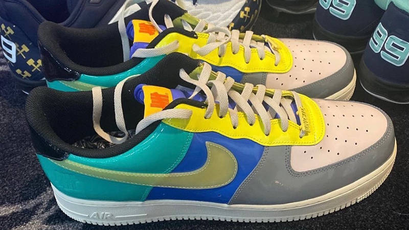 Undefeated x Nike Air Force 1 Low Multi Patent Teal Grey Side