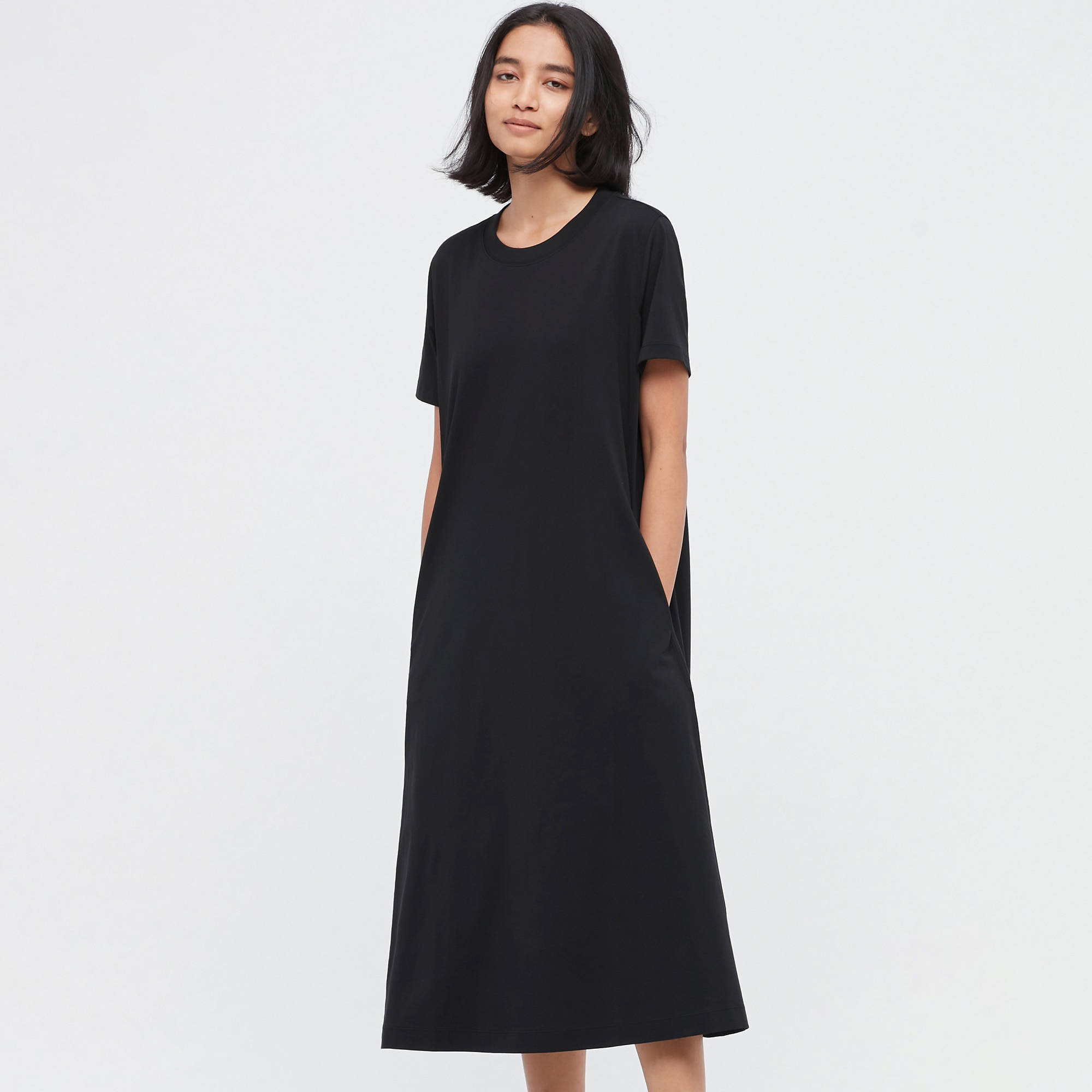 UNIQLO U Airism Cotton Short Sleeved Longline Flared Dress, Where To Buy, 447085-COL09