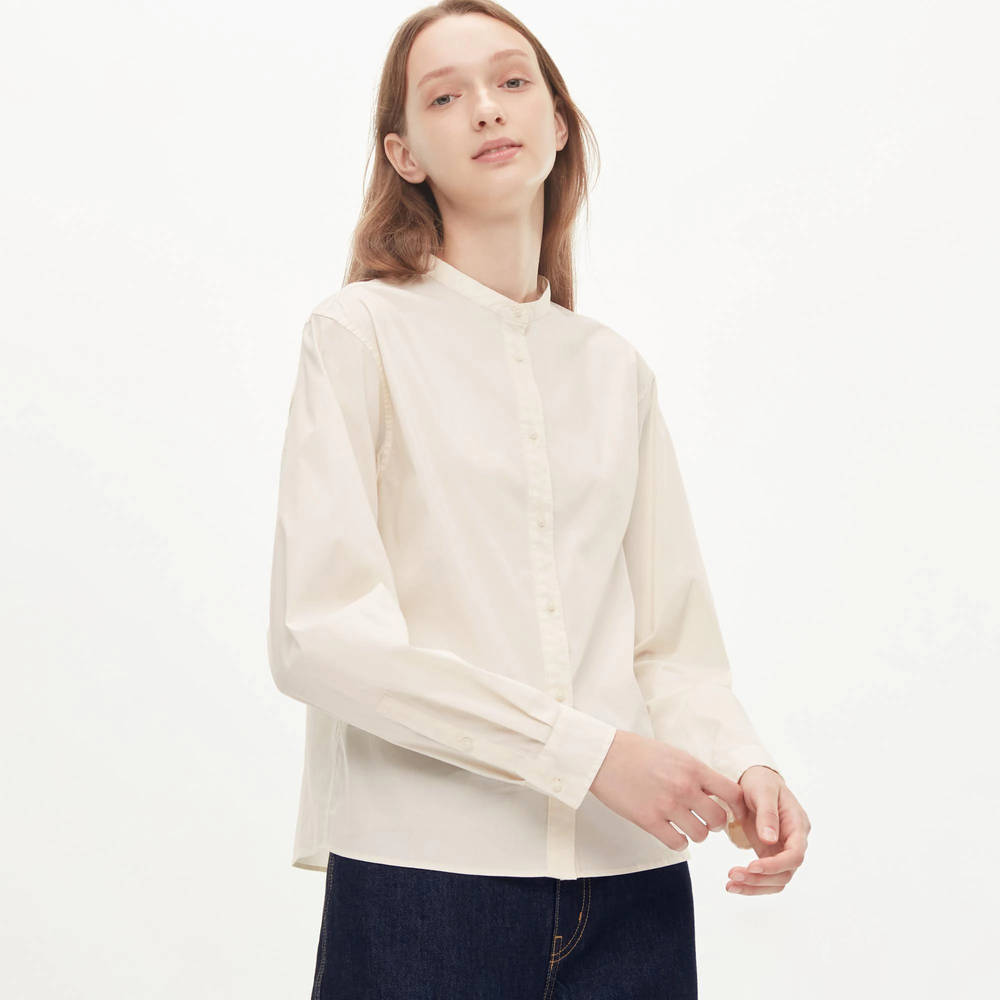 Uniqlo U Grandad Collar Shirt - Natural | The Sole Supplier