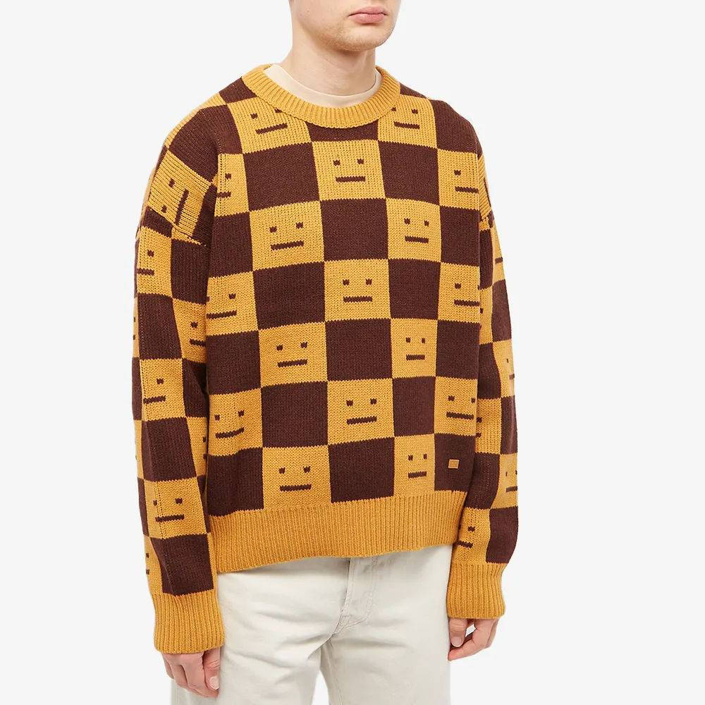 Acne Studios Katlas Checkerboard Face Knit - Black Oatmeal Melange ...