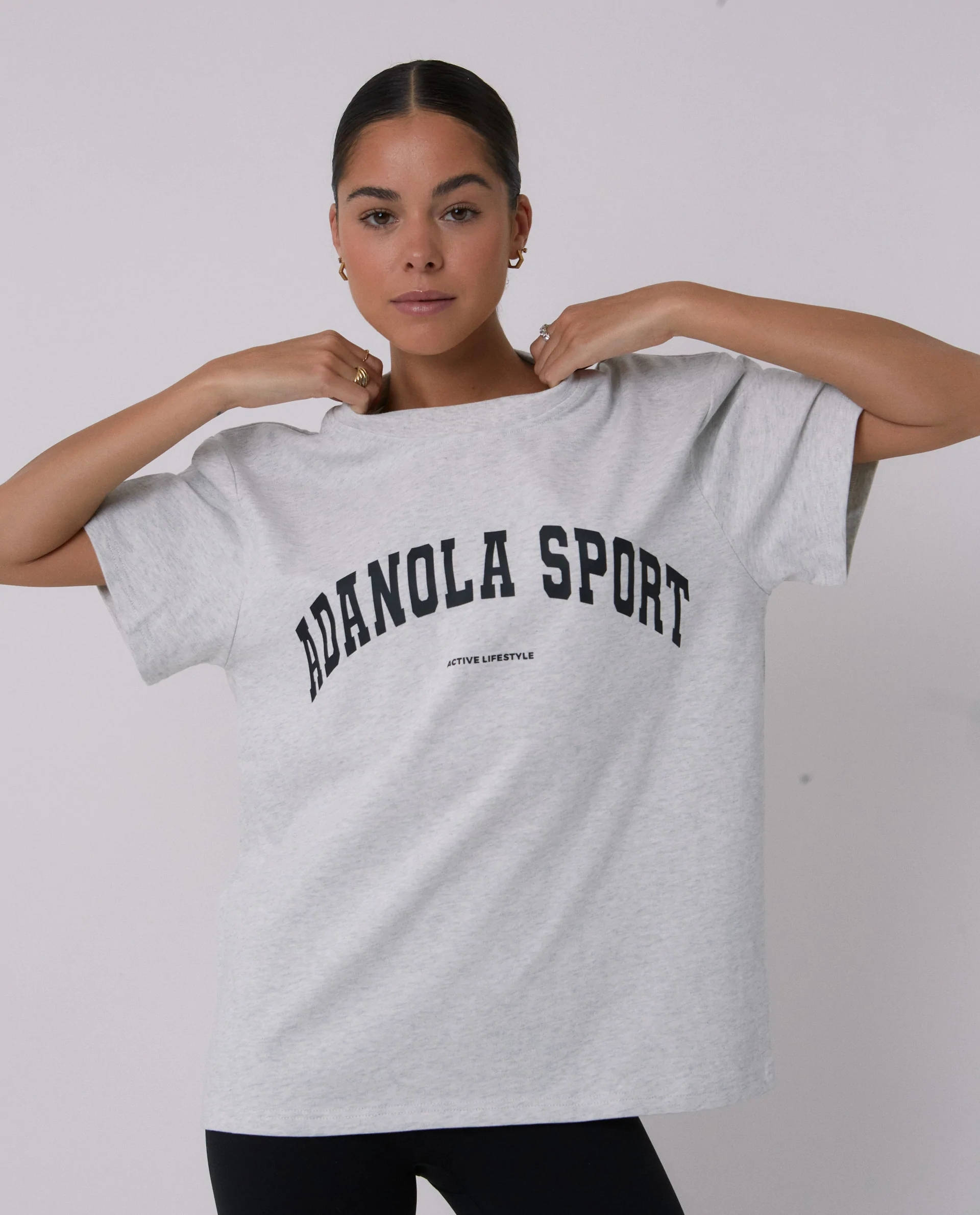 Adanola Sport Oversized Short Sleeve TShirt Grey Melange The Sole