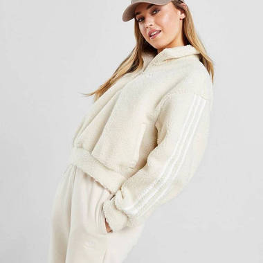 adidas originals essential 1 2 zip polar fleece hoodie white feature w380 h380