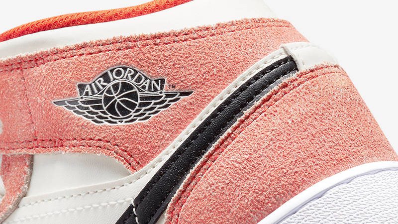 Air Jordan 1 Mid GS Orange Suede DV1336-800 Detail