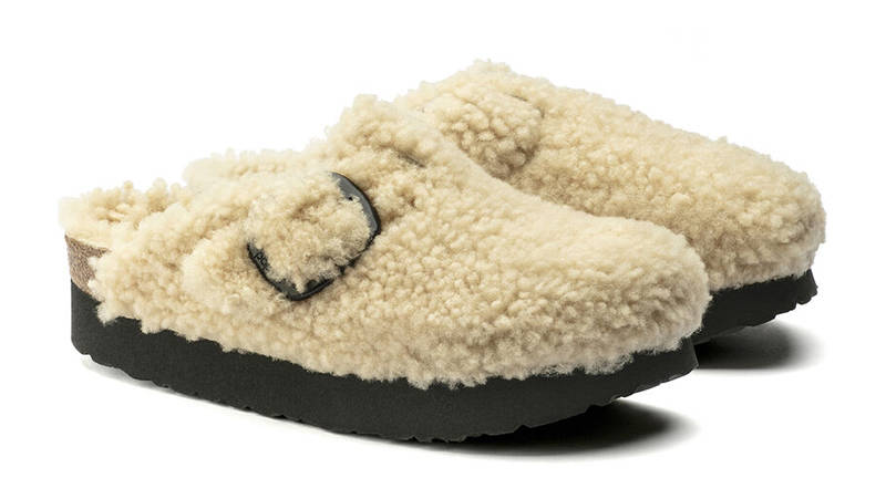 Birkenstock Boston Big Buckle Shearling Teddy Eggshell 1017677 Front