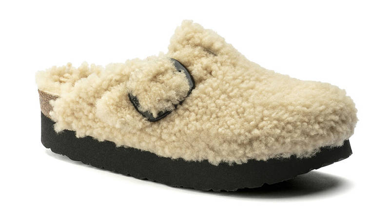 Birkenstock Boston Big Buckle Shearling Teddy Eggshell 1017677 Side