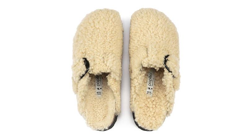 Birkenstock Boston Big Buckle Shearling Teddy Eggshell 1017677 Top